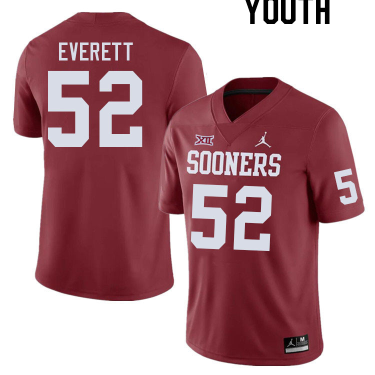 Youth #52 Troy Everett Oklahoma Sooners College Football Jerseys Stitched Sale-Crimson